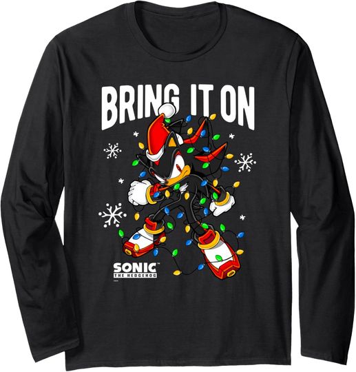 Discover Sonic The Hedgehog Christmas Bring It On Shadow Xmas Lights Long Sleeve T-Shirt