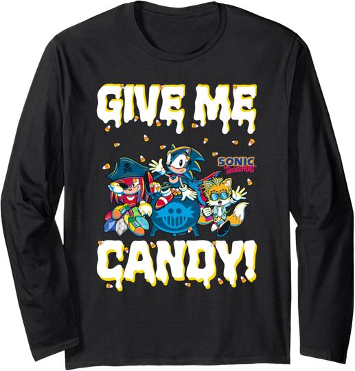 Discover Sonic The Hedgehog Halloween Give Me Candy Costumed Pals Long Sleeve T-Shirt