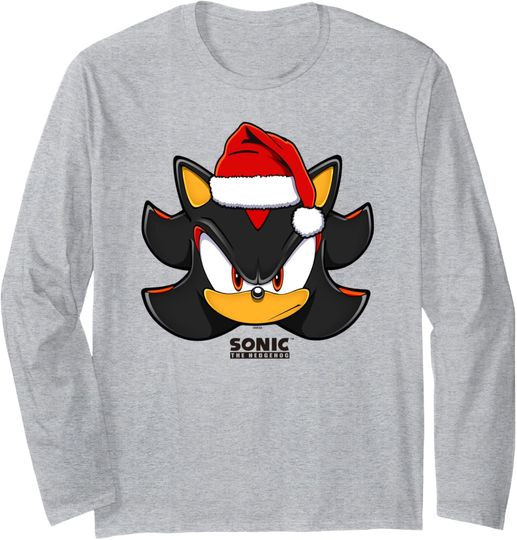 Discover Sonic The Hedgehog Christmas Shadow Santa's Hat Portrait Long Sleeve T-Shirt