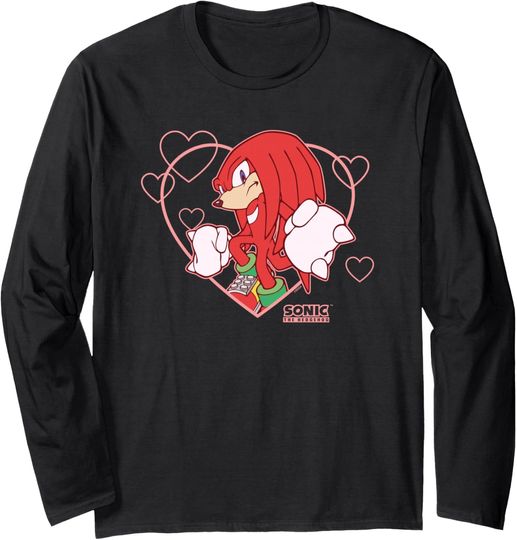 Discover Sonic The Hedgehog Valentine's Day Knuckles Heart Portrait Long Sleeve T-Shirt