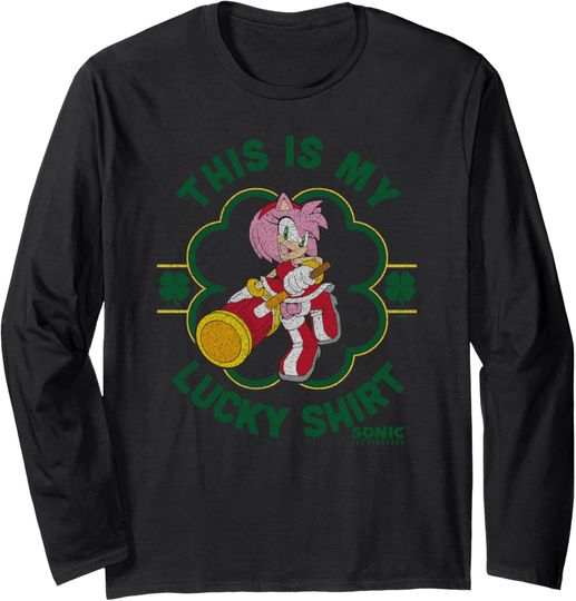 Discover Sonic The Hedgehog St. Patrick's Day My Lucky Amy Rose Long Sleeve T-Shirt