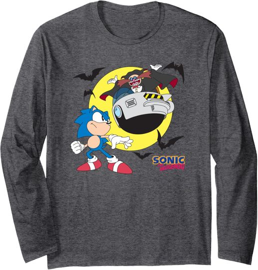 Discover Sonic The Hedgehog Halloween Sonic Vs Dr Eggman Chest Logo Long Sleeve T-Shirt