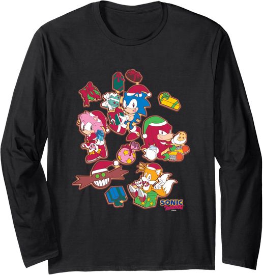 Discover Sonic The Hedgehog Christmas Crew Gingerbread Cookies Long Sleeve T-Shirt