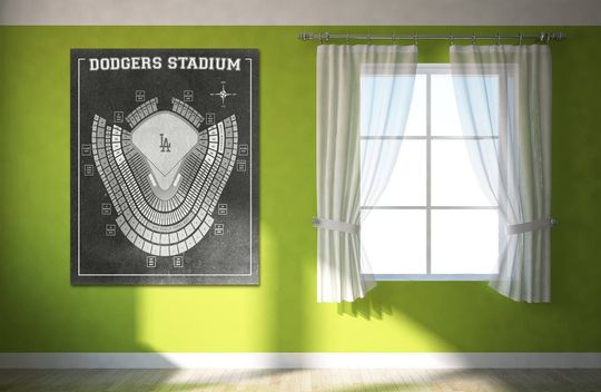 Discover Dodgers Stadium Blueprint Vintage Print: Baseball Seating Chart Art