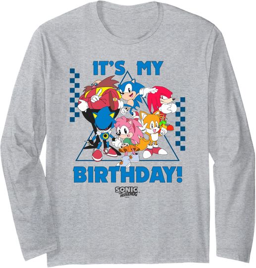 Discover Sonic The Hedgehog Birthday It's My B-Day Group Shot Long Sleeve T-Shirt