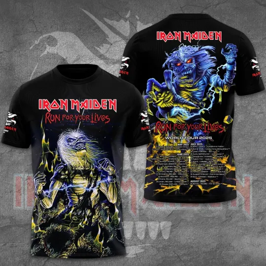 Iron Maiden Inspired Run For Your Lives World Tour 2025 – Licensed 3D T-Shirt