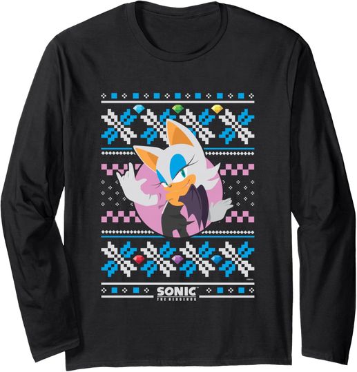 Discover Sonic The Hedgehog Christmas Rouge The Bat Ugly Sweater Long Sleeve T-Shirt