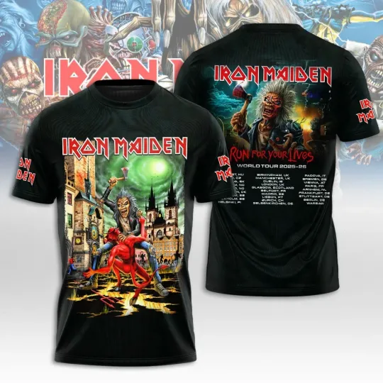 New Apparel iron Maiden World  Tour 2025-2026 3D Tshirt