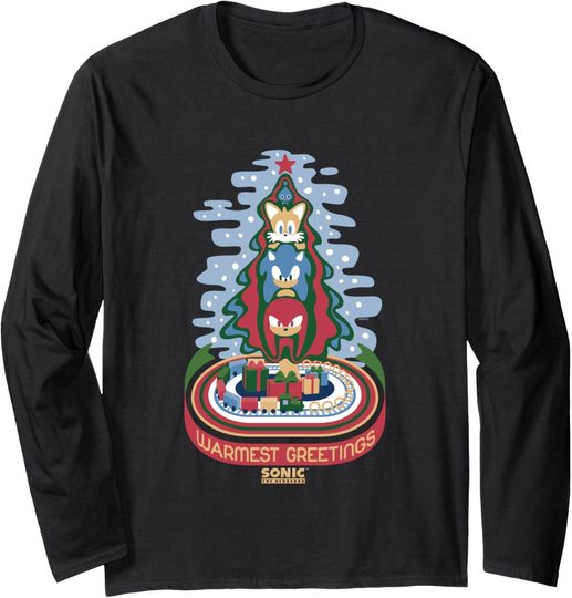 Discover Sonic The Hedgehog Christmas Warmest Greetings Vintage Long Sleeve T-Shirt