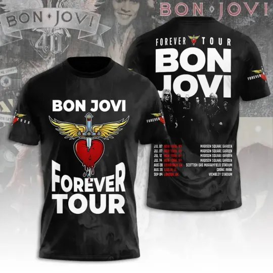 Discover Bon Jovi 3D shirt forever tour 2026