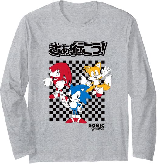 Discover Sonic The Hedgehog Sonic Knuckles & Tails Vintage Kanji Shot Long Sleeve T-Shirt