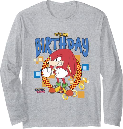 Discover Sonic The Hedgehog Birthday It's My B-Day Knuckles Long Sleeve T-Shirt