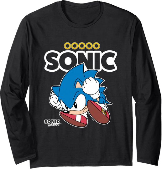 Discover Sonic The Hedgehog Sonic Crawled Up In A Ball Retro Shot Long Sleeve T-Shirt