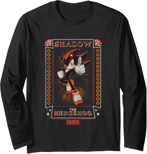Sonic The Hedgehog Shadow The Hedgehog Distressed Long Sleeve T-Shirt