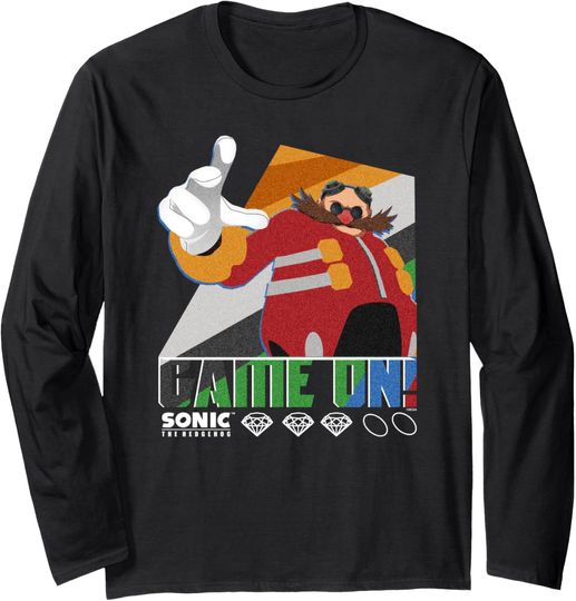 Discover Sonic The Hedgehog Dr Eggman Game On! Distressed Poster Long Sleeve T-Shirt