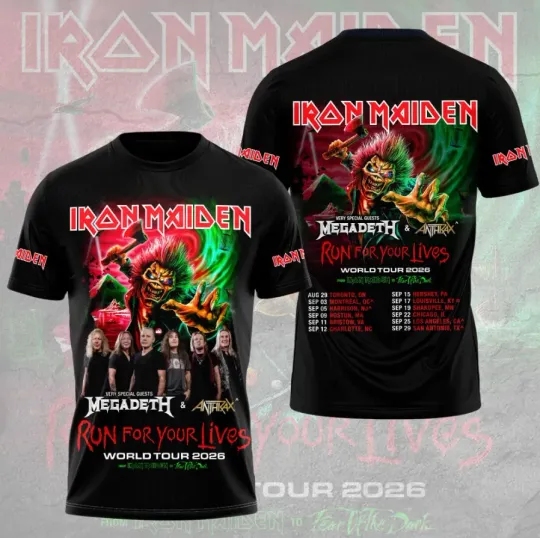 Discover 1Iron Maiden Run For Your Lives 2026 3D Printed T-Shirt