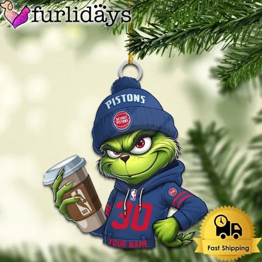 Discover Personalized Detroit Basketball Pistons Team funny character Christmas Ornament Gift