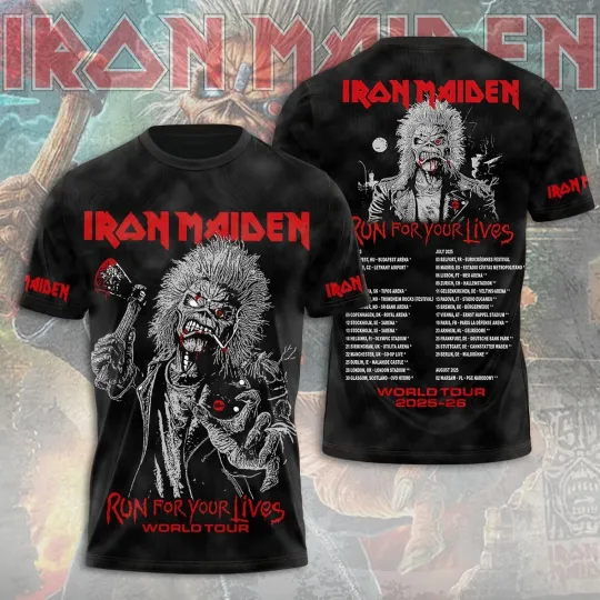 Discover Iron Maiden Inspired Run For Your Lives World Tour 2025 – Licensed 3D T-Shirt19
