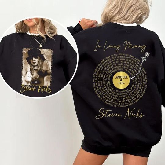 Stevie Nicks Landslide 2025 T-Shirt – Gold Vinyl Double-Sided Vintage Rock Music Shirt, Unisex Concert Top, Stevie Nicks Fan Gift
