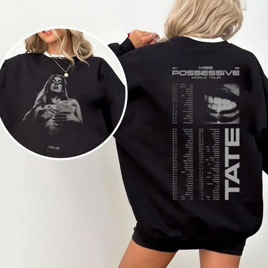 Discover Tate McRae Miss Possessive Tour 2025 T-Shirt: Double-Sided Concert Tee, Vintage Pop Music Shirt, Unisex Tour Graphic Top