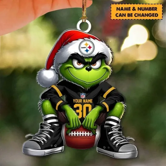 Discover Personalized Pittsburgh Football Team Steeler Christmas Ornament Holiday Gift