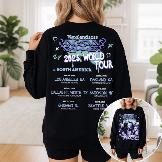 Discover Key KEYLAND: Uncanny Valley World Tour 2025 Sweatshirt, Key SHINee Shirt, Key Hunter Album Shirt, Key Strange Shirt, Key Kpop Tee Sweater