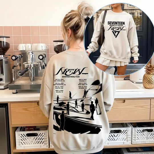 Discover Seventeen World Tour New_ in US Shirt, Seventeen New World Tour 2025 Hoodie, Seventeen New in US Sweatshirt, Svt Tour, SVT World Tour Merch