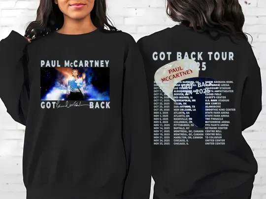 P McCartney Got Back Tour 2025 Unisex Double Sided Sweatshirt