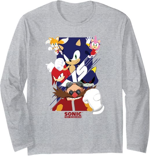Discover Sonic The Hedgehog and His Crew Versus Dr. Eggman Long Sleeve T-Shirt