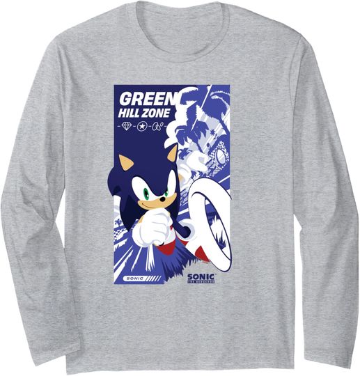 Discover Sonic The Hedgehog Green Hill Zone Cool Racing Poster Long Sleeve T-Shirt