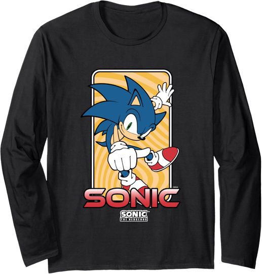 Sonic The Hedgehog Thumbs Up Wavy Portrait Long Sleeve T-Shirt