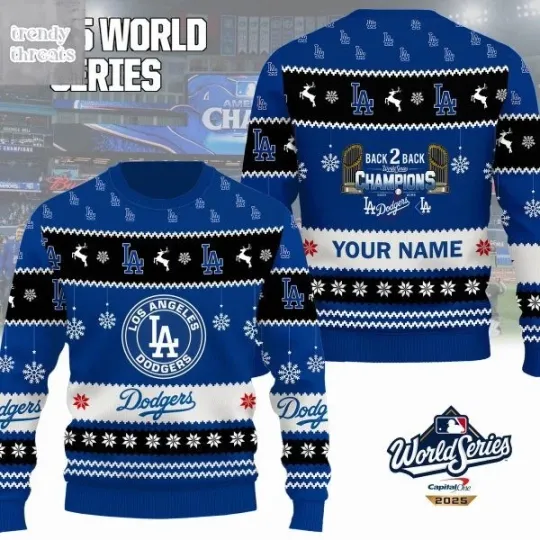 LA Dodgers Back 2 Back World Series Champions Ugly Sweater
