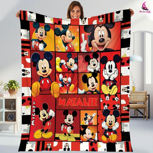Discover Personalized Mickey Mouse Blanket, Disneyland Mickey Blanket, Mickey Mouse Birthday Gifts, Christmas Gift, Mickey Fleece Blanket