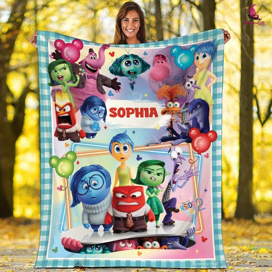 Discover Custom Name Inside Out Fleece Blanket, Disneyland Inside Out, Throw Blanket for Couch Sofa, Pixar Inside Out Blanket, Disneyland Blanket