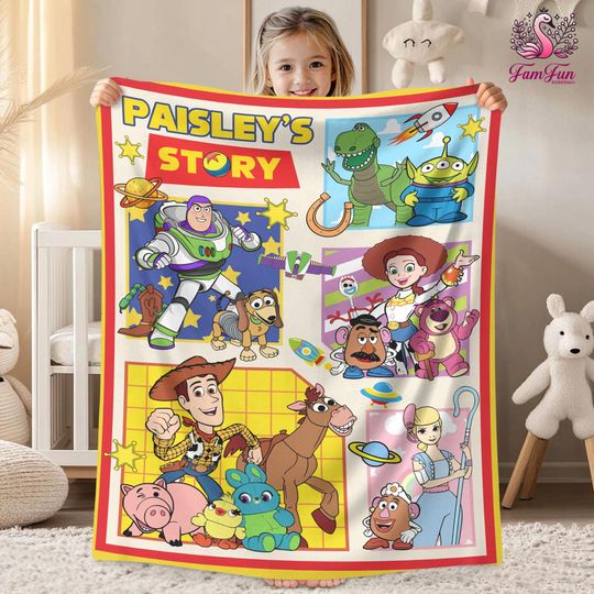Discover Custom Name Toy Story Fleece Blanket | Toy Story Woody Buzz Lightyear | Birthday Boy Blanket