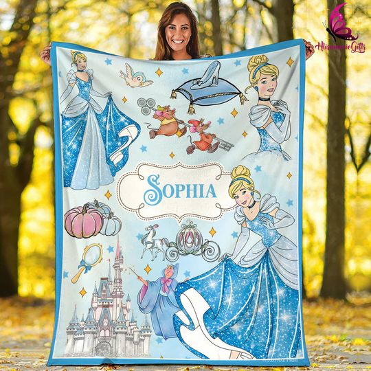 Discover Personalized Cinde Princess Blanket, Disneyland Princess Blanket, Fleece Blanket