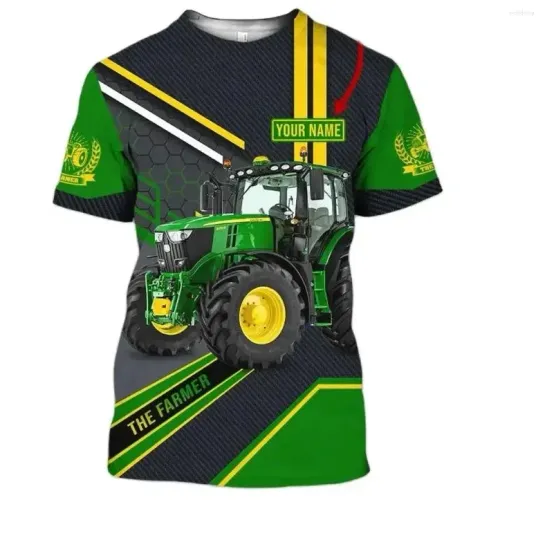 Discover Personalized Name 3D Tractor T-Shirt Men Summer