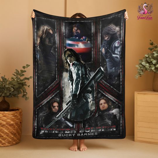 Captain America Civil War Blanket | BUCKYY Bn Barnes 1917 Blanket | Winter Soldier Winter Soldier
