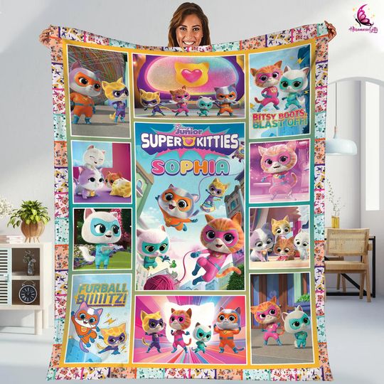Discover Personalized SuperKitties Blanket, Ginny Sparks Buddy And Bitsy Blanket
