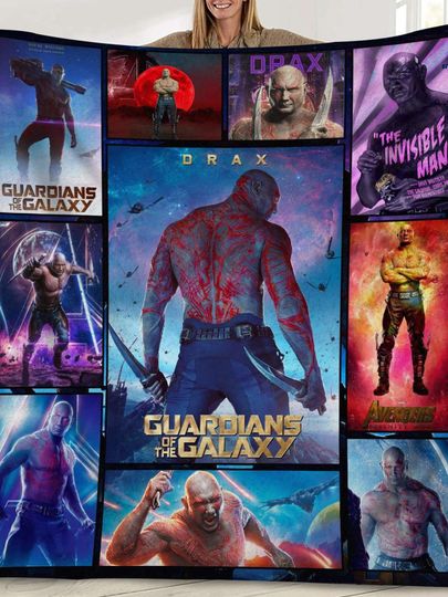 Drax Guardians Of The Galaxy Fleece Blanket, Super Hero Blanket, Superhero Fleece Blanket