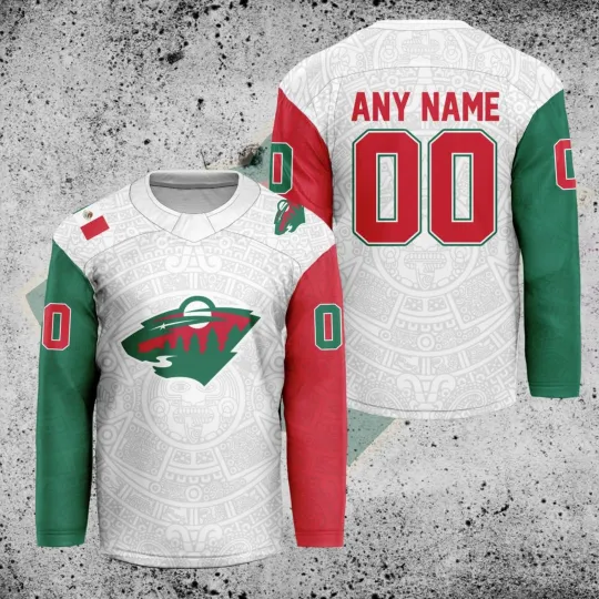 Discover Personalized Minnesota Wild Mexican Heritage Hockey Shirt Men's Fan Gear Gift
