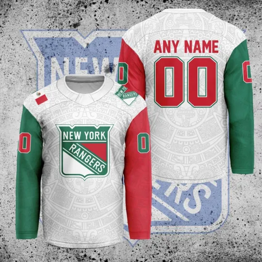 Discover Personalized New York Rangers Mexican Heritage Hockey Shirt Men's Fan Gear Gift