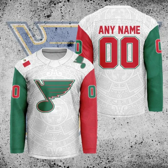 Personalized St. Louis Blues Mexican Heritage Hockey Shirt Men's Fan Gear Gift