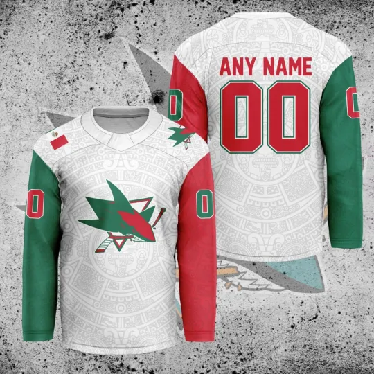 Personalized San Jose Sharks Mexican Heritage Hockey Shirt Men's Fan Gear Gift