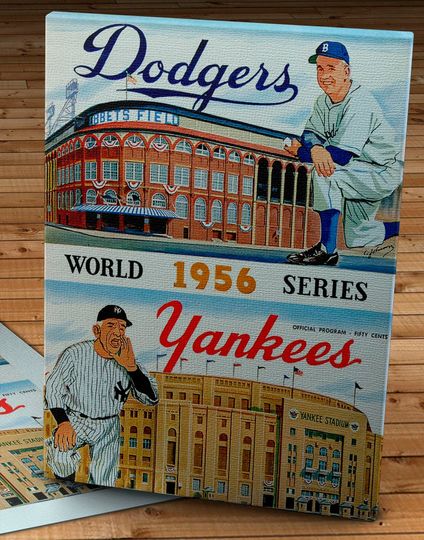 1956 Vintage New York Yankees vs Brooklyn Dodgers - Dodger home program -  World Series Program - Canvas Gallery Wrap
