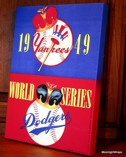 Discover 1949 Vintage Yankees vs Dodgers World Series Program - Canvas Gallery Wrap