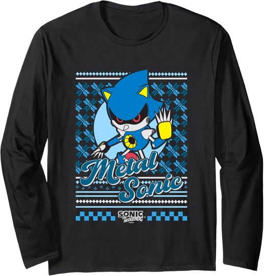 Discover Sonic The Hedgehog Christmas Metal Sonic Ugly Sweater Long Sleeve T-Shirt