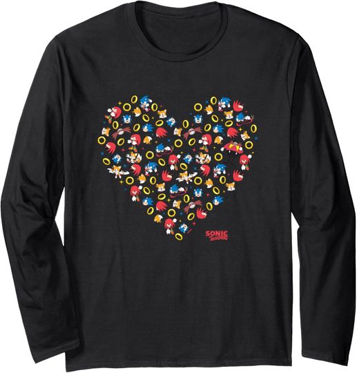 Discover Sonic The Hedgehog Epic Characters Heart Shape Fill Big Logo Long Sleeve T-Shirt