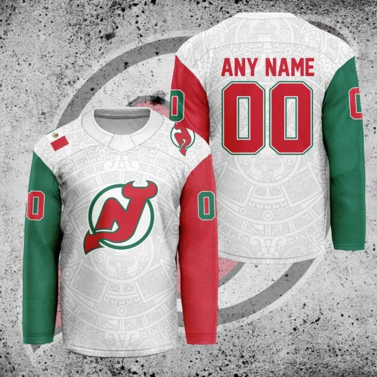 Discover Personalize New Jer.sey Devils Mexican Heritage Hockey Shirt Men's Fan Gear Gift