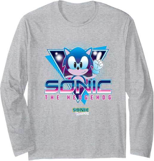 Discover Sonic The Hedgehog Sonic Retro Neon Logo Long Sleeve T-Shirt